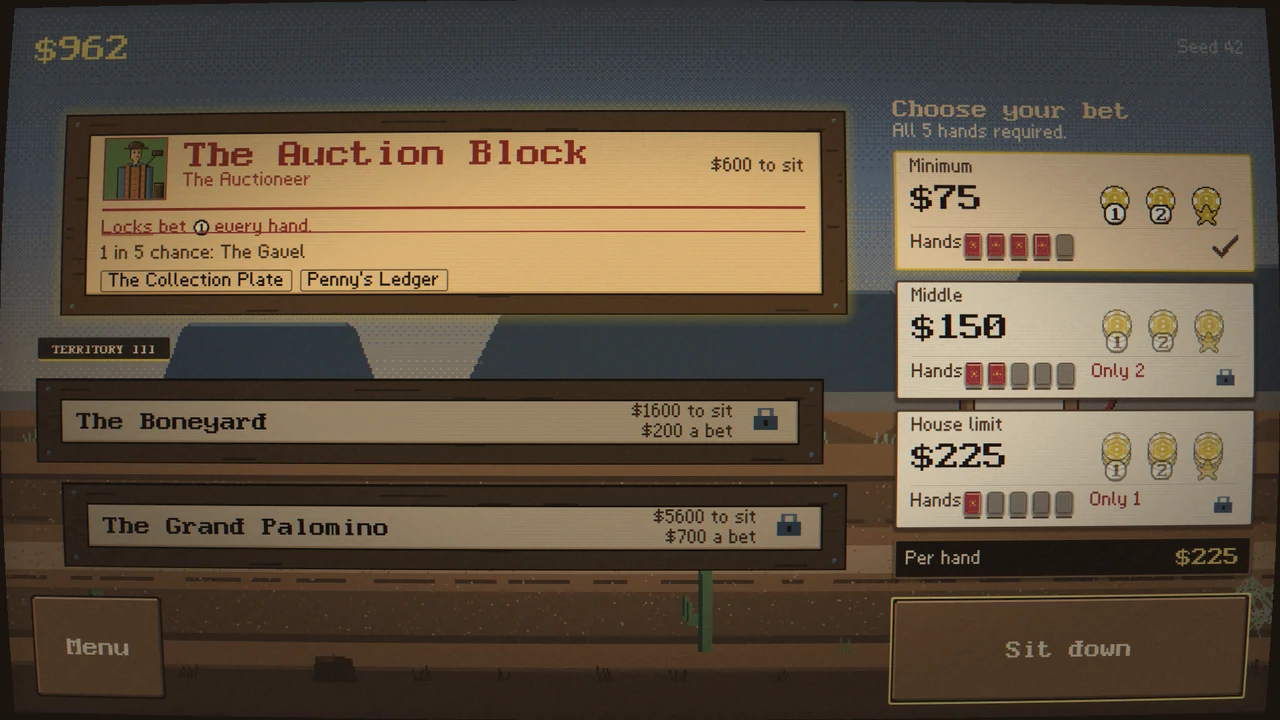 The trail in the third territory: the Auction Block's posted rule beside the stake picker.